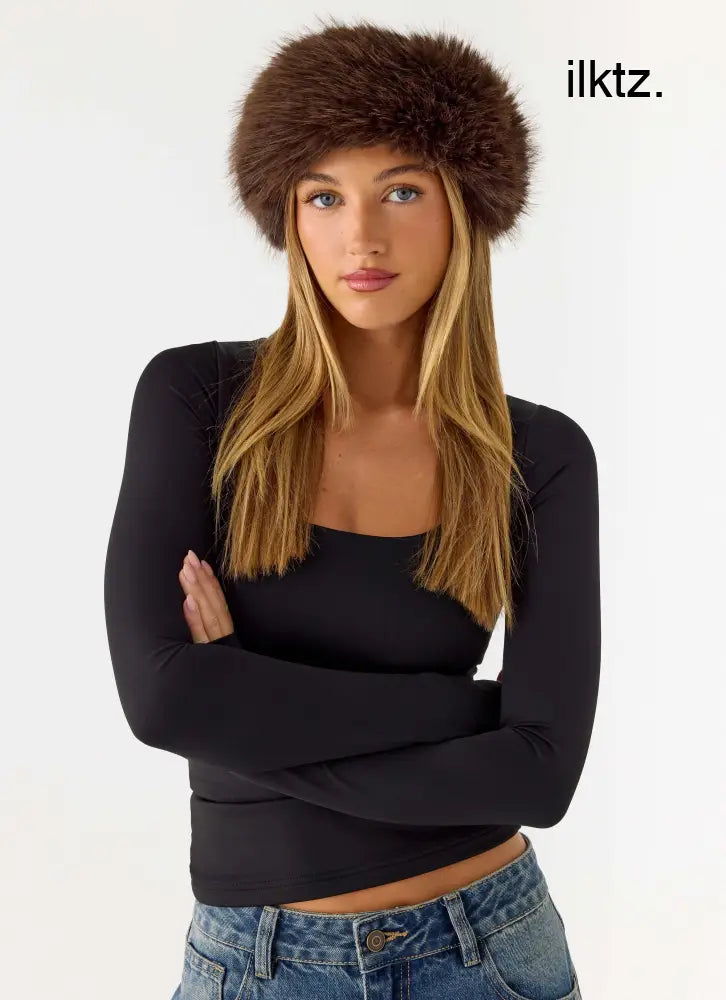 North Pole Faux Fur Headband - Chocolate - Chocolate / One Size - Hair Accessories